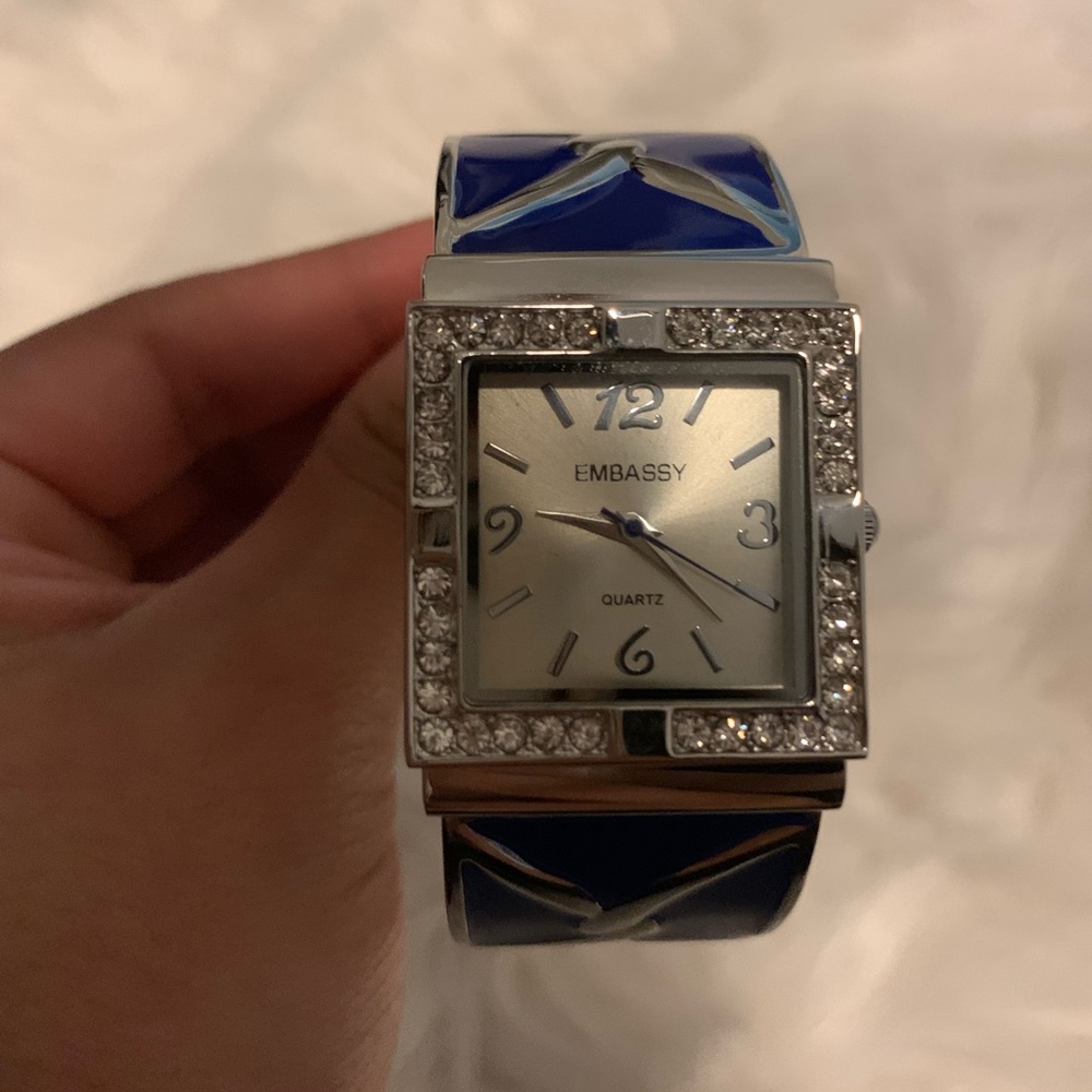 Embassy navy blue and silver watch